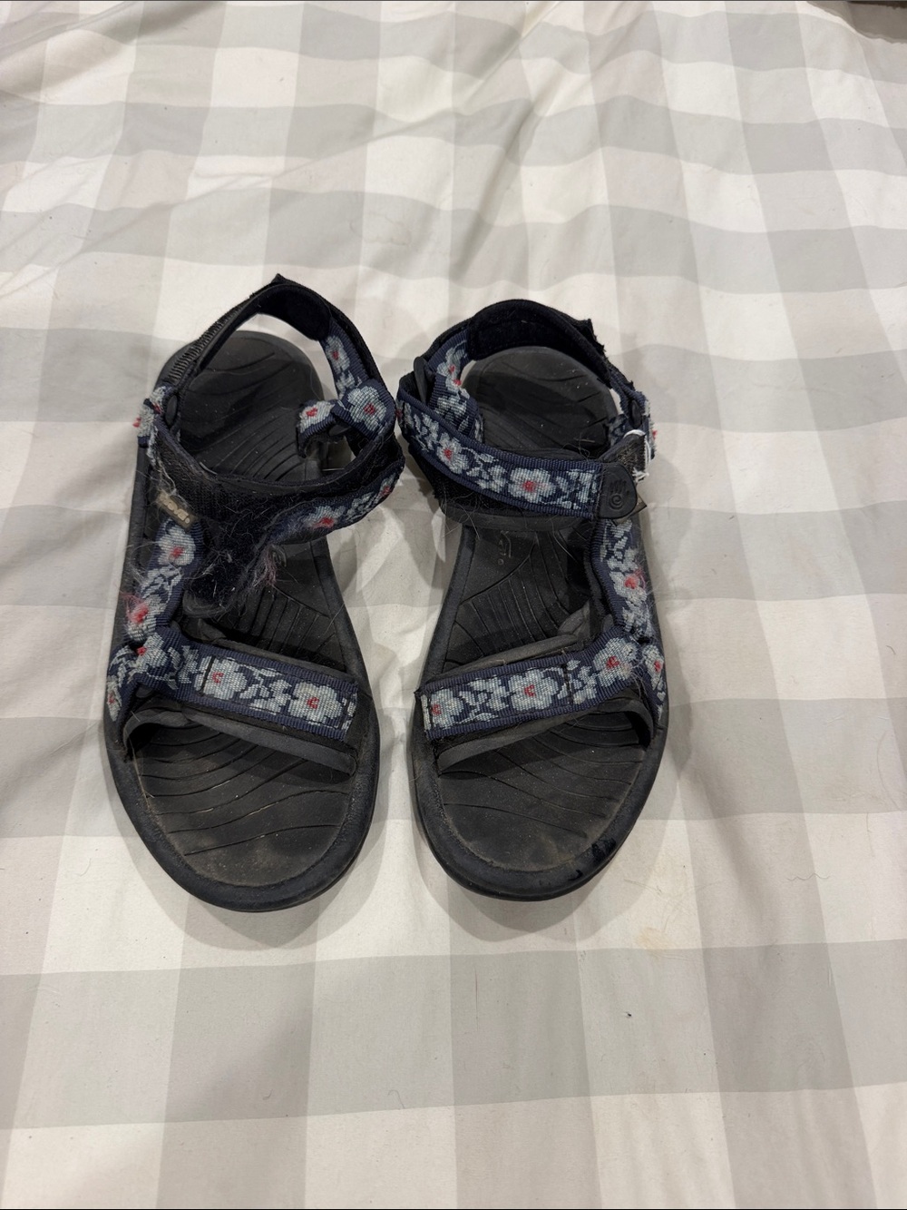 Teva Black Sandals with Blue Floral Straps
